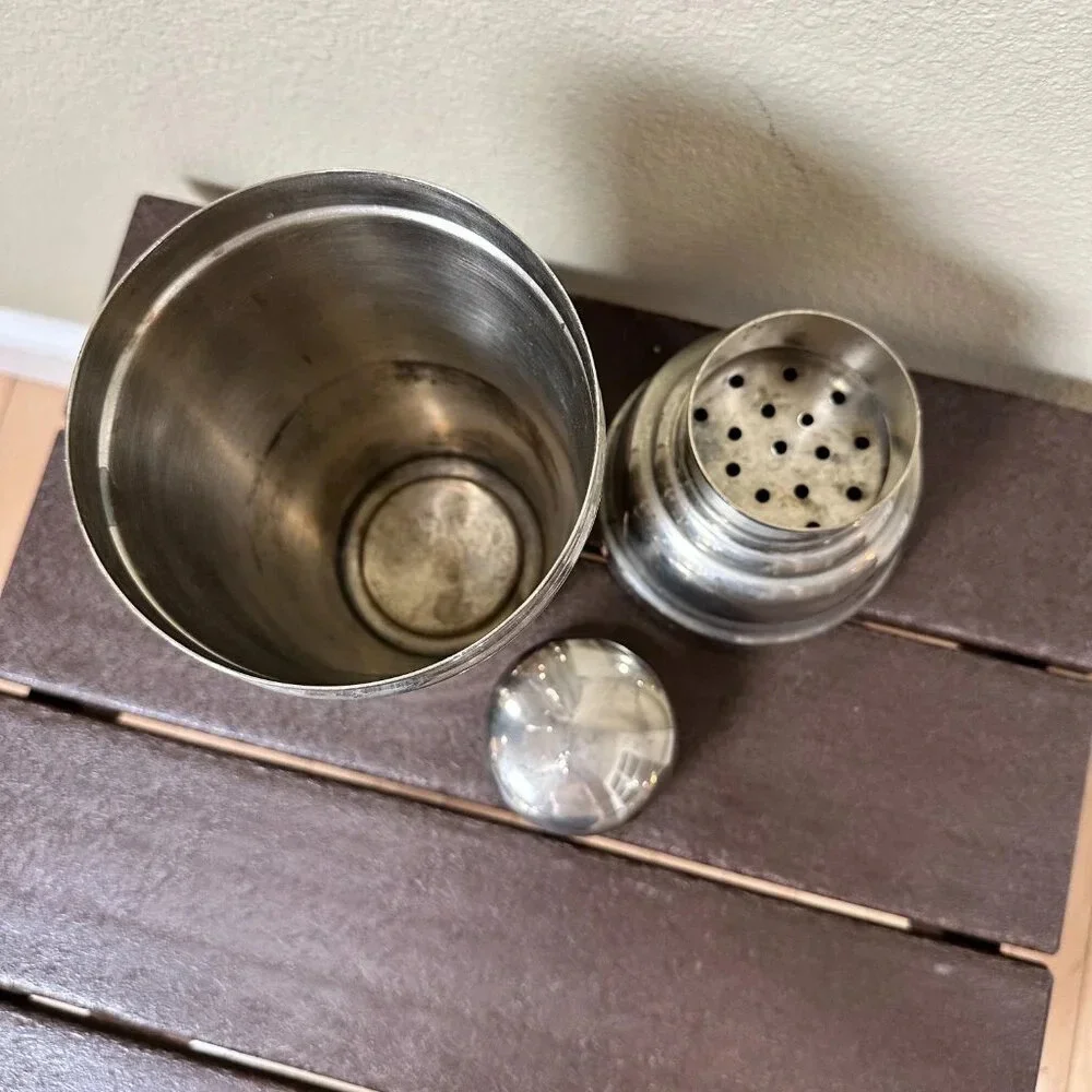 POTTERY BARN Extra Large Silver Tone Cocktail Shaker - 60 ounces